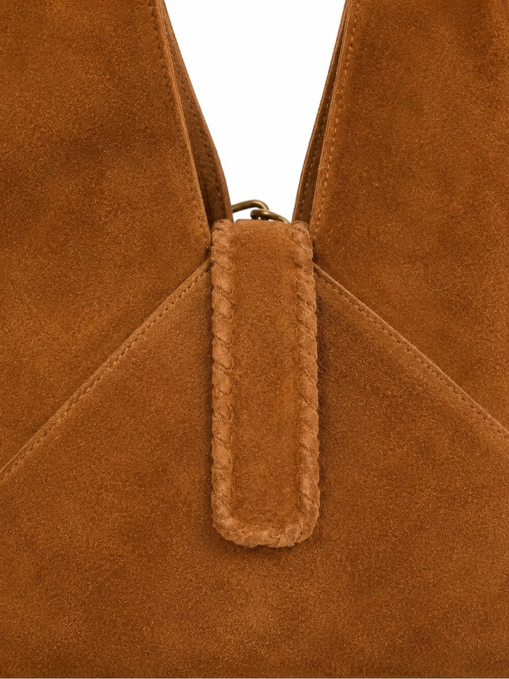Suede Hobo Bag in Cognac Brown